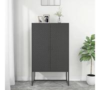 Holepyr Meuble haut en acier anthracite 80 x 35 x 135 cm avec pieds réglables, deux portes et étagères, buffet multifonction pour bureau, couloir, cave, garage, espace de rangement et ordre