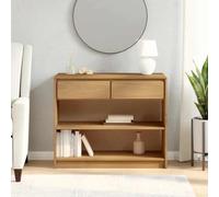 Holepyr SAUDA Table console aspect chêne en pin massif 89,5 x 36,5 x 73 cm avec 2 tiroirs et étagères pour salon, couloir, entrée et entrée pour rangement et rangement