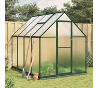 Holepyr Serre avec cadre de fondation - Vert - 224 x 169 x 202 cm - En aluminium - Résistant aux UV - Abri de plantes robuste pour amateurs, jardinière, maison à tomates, hivernage, protection contre