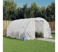Holepyr Serre avec cadre en acier blanc 12 m² 4 x 3 x 2 m pour abri de jardin et maison de plantes avec fenêtre, porte, protection antigel, hivernage, résistante aux intempéries, maison de culture