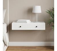 Holepyr Table d'appoint murale blanche 87,5 x 34,5 x 17 cm avec tiroir de rangement et étagère pour bureau, couloir, cave, garage pour rangement peu encombrant des fichiers, outils, vêtements