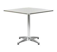 Holepyr Table de jardin argentée en aluminium avec plateau en acier inoxydable MDF 80 x 80 x 70 cm pour terrasse, balcon et extérieur comme table d'appoint, table à manger ou table de bistrot, idéale