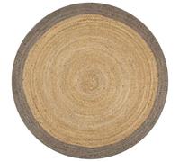Holepyr Tapis en jute fait à la main avec bordure grise 120 cm - Tapis de sol en fibre naturelle pour salon, chambre à coucher, couloir, balcon, terrasse - Tapis de sol élégant et décoration