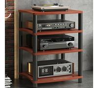 HOLGVE Support de Lecteur Multimédia AV à 1/2/3/4 Niveaux, Armoire Stéréo, Armoire Stéréo Moderne, Étagère de Console de Jeu, Centre de Divertissement Multifonctionnel(Brown,4 Tier 88CM/34.6IN)