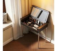 HOLGVE Table de Maquillage Rabattable Miroir Caché Pieds en Acier Inoxydable