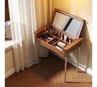 HOLGVE Table de Maquillage Rabattable Miroir Caché Pieds en Acier Inoxydable