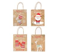 Holibanna 12 Paquet Kraft de Noël en Papier Kraft 23x18x10 Cm, Pochettes Portables pour Biscuits et Présents, Design Festif pour Boulangerie et Café, Lot de 12 Pièces Style Plusieurs styles