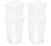 Holibanna 4 Pièces Petite Poubelle de Bureau en Plastique Blanc Couvercle | Format Compact pour Bureau et Maison, Design Clamshell Simple, Pratique pour Rangement Maquillage Pinceaux