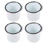 Holibanna 4 Pièces Tasse Rétro en Émail Blanc, Style Vintage | Gobelet Classique Anti-brûlure, Adapté aux Rafraîchissements Froids, Chocolat Chaud ou Soupe, la Cuisine, Bureau et Fêtes