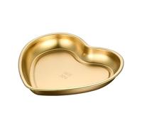 Holibanna Assiette Inox Forme de Cœur pour Barbecue et Dessert Plat Polyvalent pour Snacks et Fruits Usage Familial et Restauration Finition Élégante Dorée Réutilisable