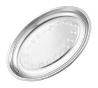 Holibanna Assiette Ovale en Acier Inoxydable Argenté Léger Surface Lisse, pour Service Quotidien et Restaurant, Plate de Service Solide et Élégante