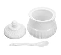 Holibanna Boîte à Sucre en Céramique Blanche avec Cuillère et Plateau, Sucrier Décoratif Lisse et Résistant Corrosion, Cuisine et Restaurant