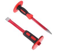 Holibanna Ensemble de 2 Ciseaux Lourds pour Maçonnerie en Acier Chrome-vanadium de 30cm Poignée Pvc Confortable, Tête Plate et Pointe pour Béton et Brique