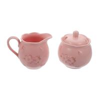 Holibanna Ensemble Pot à Lait et Pot à Sucre Isolation Thermique avec Couvercle et Design Délicat en Céramique Rose et Facile à Nettoyer pour Service Café Élégant