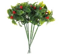Holibanna Lot de 12 arbustes de Noël artificiels Feuilles et Baies d'houx Fleurs de Noël Feuilles pour décorations de Bouquet de Jardin Décoration pour la Maison