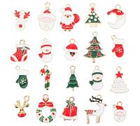 Holibanna Lot de 20 Breloques de Noël en Alliage Pendentifs Père Noël Bonhomme de Neige et Cloche Accessoires pour Fabrication de Bijoux pour DIY Colliers et Bracelets