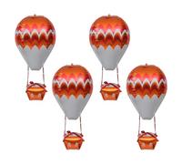Holibanna Lot de 5 Ballons Aluminium 4d Forme Montgolfière Orange et Blanc, Décoration de Fête Intérieure, Solide et Facile à Gonfler