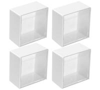 Holibanna Organisateur mural cosmétique 4 pièces blanc 8,5 x 8,5 x 4,5 cm en PS anti-poussière pour bureau et salon avec accès facile aux cotons-tiges et œufs de beauté