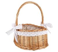 Holibanna Panier à Fleurs Tissé à Main Poignée, Bois et Dentelle
