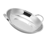 Holibanna Sauteuse Acier Inoxydable Ustensile de Cuisine Inox Double Poignées, Wok Fin Cuisson, pour Fruits de Mer et Viande, Ustensile la Cuisine Inox pour Présent de Pendaison de