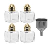 Holibanna Set de Mini Salières et Poivrières avec Entonnoir 15ml en Verre et Acier Inoxydable Lot de 4 Compactes et Légères, pour Camping, Pique-niques et Voyage