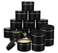 HOLIDYOYO 24 Pièces Contenant à Bougies Rond en Fer-Blanc 4 Oz, Noir | Boîtes Simples et Élégantes, Capacité 4 Onces, Usage Salle de Bain ou Salon, pour Créations Maison