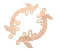 HOLIDYOYO Appliques Décoratives en Bois Sculpté à Motif Floral 2pcs pour Rénovation, Décoration Élégante Européenne, Installation Facile, Bois Beige 32x10 Cm