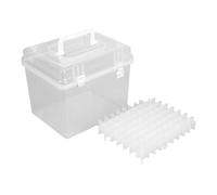 HOLIDYOYO Boîte à Stylos Portable en Plastique Transparent 80 Emplacements avec Poignée, Organisateur Marqueurs pour Bureau et Fournitures d'art