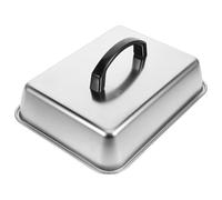 HOLIDYOYO Cloche à badigeonner pour Plaque de Cuisson Rectangulaire en Acier Inoxydable, Couvercle pour grillade et Barbecue extérieur, Maintien de la saveur et des nutriments, Argent