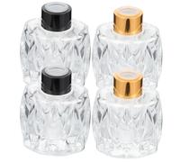 HOLIDYOYO Flacon Diffuseur D'aromathérapie 100ml 4 Pièces en Verre Or | Bocal Diffuseur Carré, Fermeture Étanche, Usage Fête et Anniversaire, Finition Résistante Couleur Aléatoire