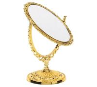HOLIDYOYO Miroir de Maquillage Ovale Pivotant en Verre ABS Style Européen | Double Face, Rotation 360 Degrés, Application Précise, Décoration Coiffeuse, Or, Effet Vintage
