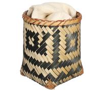 HOLIDYOYO Panier tressé en bambou Organisateur d'articles divers rond en bambou pour maison et salon, corbeille à papier, rangement sécurisé sans couvercle, style tissage