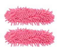 HOLIDYOYO Pantoufles de Nettoyage en Chenille Lavables pour Sol, Semelles de Rechange Antidérapantes Roses, 2 Pièces, Nettoyage Maison Mains