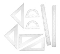 HOLIDYOYO Règle triangulaire, règle à dessin rapporteur, ensemble de 2 sets de 4 pièces, triangle rectangle, triangle isocèle, règle droite en PS, outil de dessin pour étudiants,