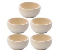 HOLIDYOYO Set de 5 Petits Bols en Bois Non Finition pour Garçon et Filles, Mini Bols Soi-même, Matériel Bois Naturel, pour Projets DIY et Décoration Créative