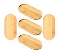 HOLIDYOYO Soucoupe Ovale 7, 07x3, 85 Po 5 Pièces pour Pot de Fleurs en Bois | Plateau Récupérateur D’eau, Usage Intérieur et Jardin, Entretien Facile, Couleur Khaki