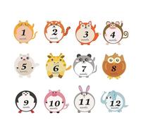 HOLIDYOYO Stickers Animaux Bébé 1 Set/12pcs en PVC, Autocollants Photo Mois pour Emballage et Vêtements, Décorations Adorables pour Photographie Nouveau-né