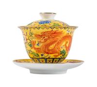 HOLIDYOYO Tasse à Thé Chinoise et Soucoupe en Céramique avec Couvercle | Infusion de Thé aux Fleurs, Usage Lors des Réunions Entre Amis, Style Rétro, Accessoire Soucoupe