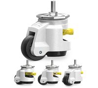 HOLKIE Lot de 4 roulette charge lourde à tige de nivellement, taille de vis M12 et 1/2", roulettes pivotantes rétractables, roulettes réglables pour meubles, établi, machine, capacité totale 1500 kg