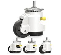 HOLKIE Lot de 4 roulette charge lourde à tige de nivellement, taille de vis M12 et 1/2", roulettes pivotantes rétractables, roulettes réglables pour meubles, établi, machine, capacité totale 2250 kg