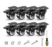 HOLKIE Roulette Charge Lourde de 50mm - Capacité Totale de 800kg - Set de 8 | 4 Roulettes avec frein - Roulettes pour Meubles avec Frein pour Charges Lourdes - Matériel de fixation inclus