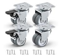 HOLKIE Roulette Charge Lourde de 50mm丨Capacité Totale de 400 kg丨Set de 4 | 2 avec Frein et 2 sans丨Roulettes pour Meubles avec Frein pour Charges Lourdes丨Matériel de fixation inclus