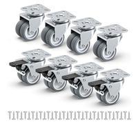 HOLKIE Roulette Charge Lourde de 50mm丨Capacité Totale de 800 kg丨Set de 8 | 4 avec Frein et 4 sans丨Roulettes pour Meubles avec Frein pour Charges Lourdes丨Matériel de fixation inclus