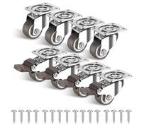 HOLKIE Roulettes pour Meubles 25 mm丨Charge Lourde 80 kg丨Set de 8 | 4 roulettes avec frein et 4 sans frein丨Roues facilitant le déplacement丨Matériel de fixation inclus