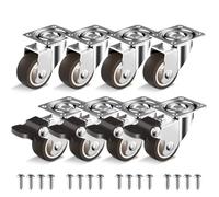 HOLKIE Roulettes pour Meubles 38 mm丨Charge Lourde 180 kg丨Set de 8 | 4 roulettes avec frein et 4 sans frein丨Roues facilitant le déplacementt丨Matériel de fixation inclus