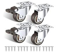 HOLKIE Roulettes pour Meubles 38 mm丨Charge Lourde 90 kg丨Set de 4 | 2 roulettes avec frein et 2 sans frein丨Roues facilitant le déplacement丨Matériel de fixation inclus