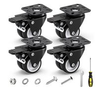 HOLKIE Roulettes pour Meubles de 50mm - Capacité Totale de 400kg - Set de 4 | 4 Roulettes avec frein - Roulette Charge Lourde avec Frein pour Charges Lourdes - Matériel de fixation inclus