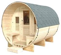 Holl's - Sauna Gaïa Luna - HL-T250E - Cabine Sauna à Vapeur d'Extérieur avec 6 Places en Épicéa avec 2 Niveaux de Banc, Éclairage Intérieur et Terrasse avec banquettes - 250 x 205 x 220 cm