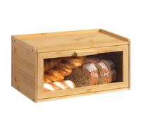 HollyHOME Boîtes à pain rectangulaires en bambou naturel pour cuisine, boîte de rangement pour pain, boîte de rangement avec couvercle transparent en acrylique, rectangulaire transparent