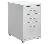 HollyHOME Caisson Métallique à 3 Tiroirs, Organisateur de Classement Roulant pour Bureau, Meuble de Rangement Moderne avec Roulettes pour Maison et Bureau, Blanc